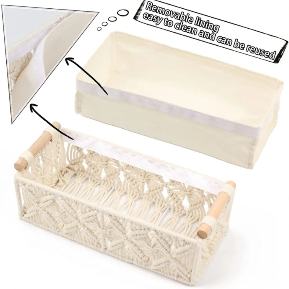 Toilet Paper Basket Macrame Bathroom Storage Ivory